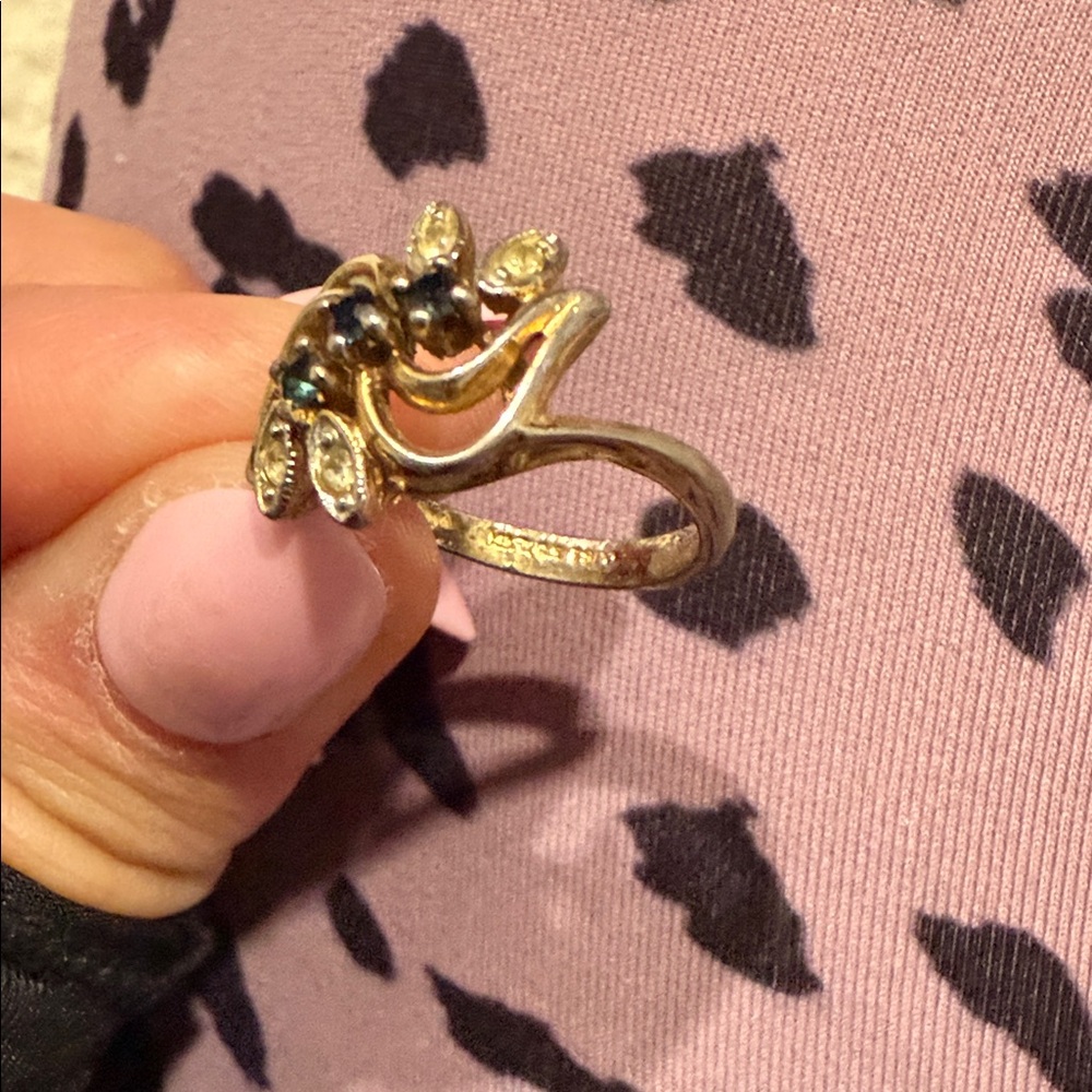 vintage 585 14k yellow gold blue spinel and diamond ring. - Picture 9 of 10
